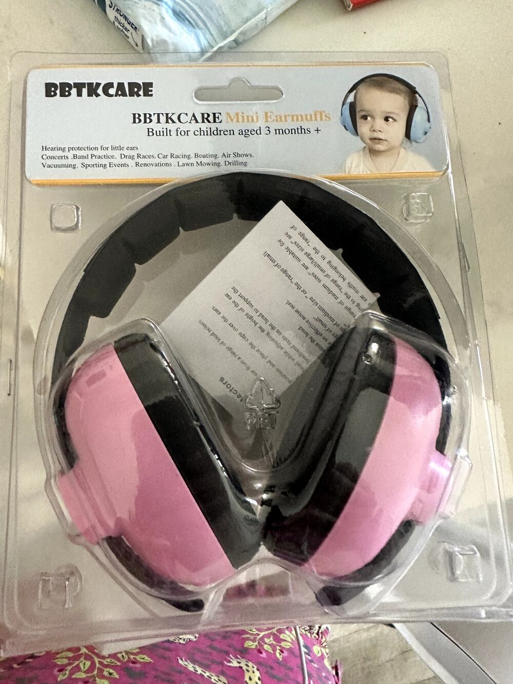 BBTKCARE Mini Earmuffs Baby Infant Hearing Protection Pink New 3 Months+